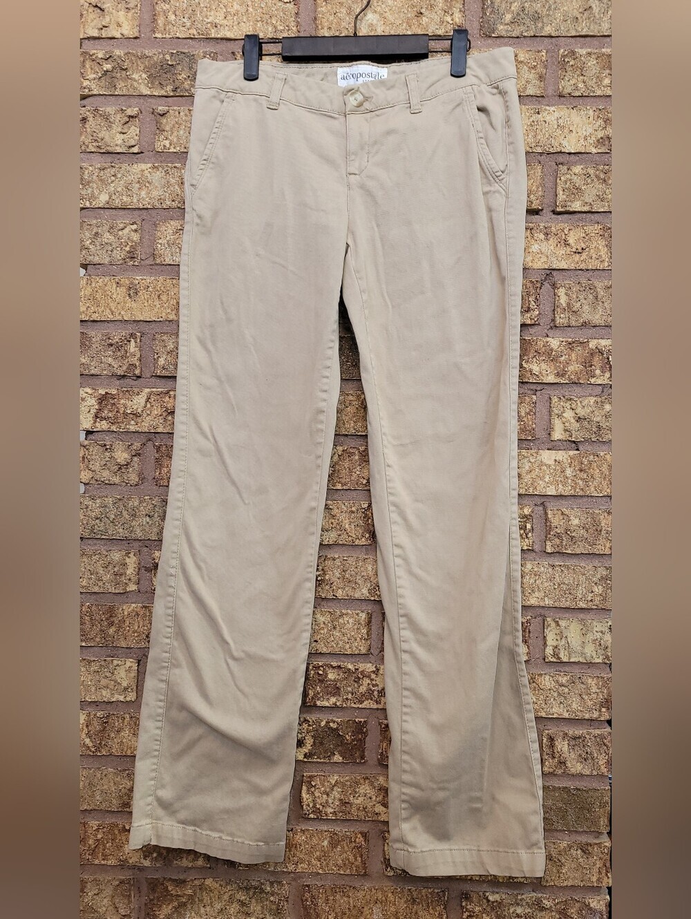Aeropostale Tan Straight-Leg Chino Pants Size 9/10 Long 32 inseam Cotton Stretch